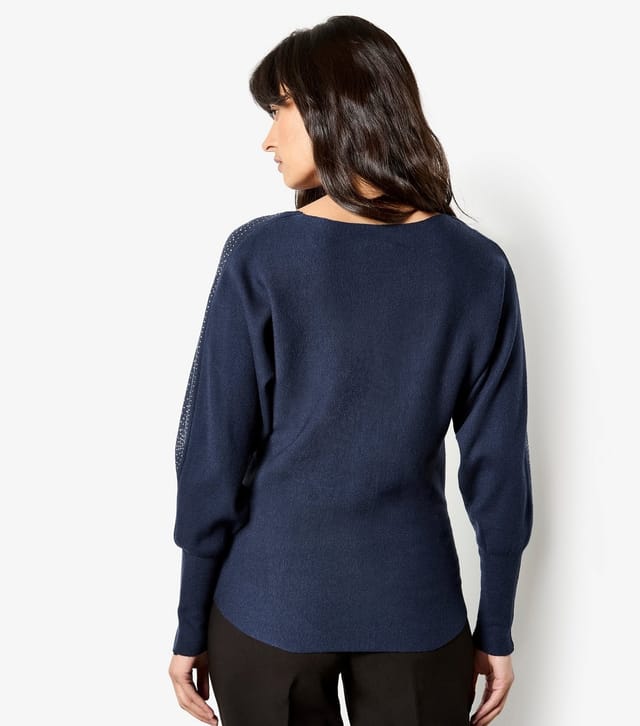 Apricot Women's Navy Stud Ribbed Batwing Jumper Apricot New Look - 3