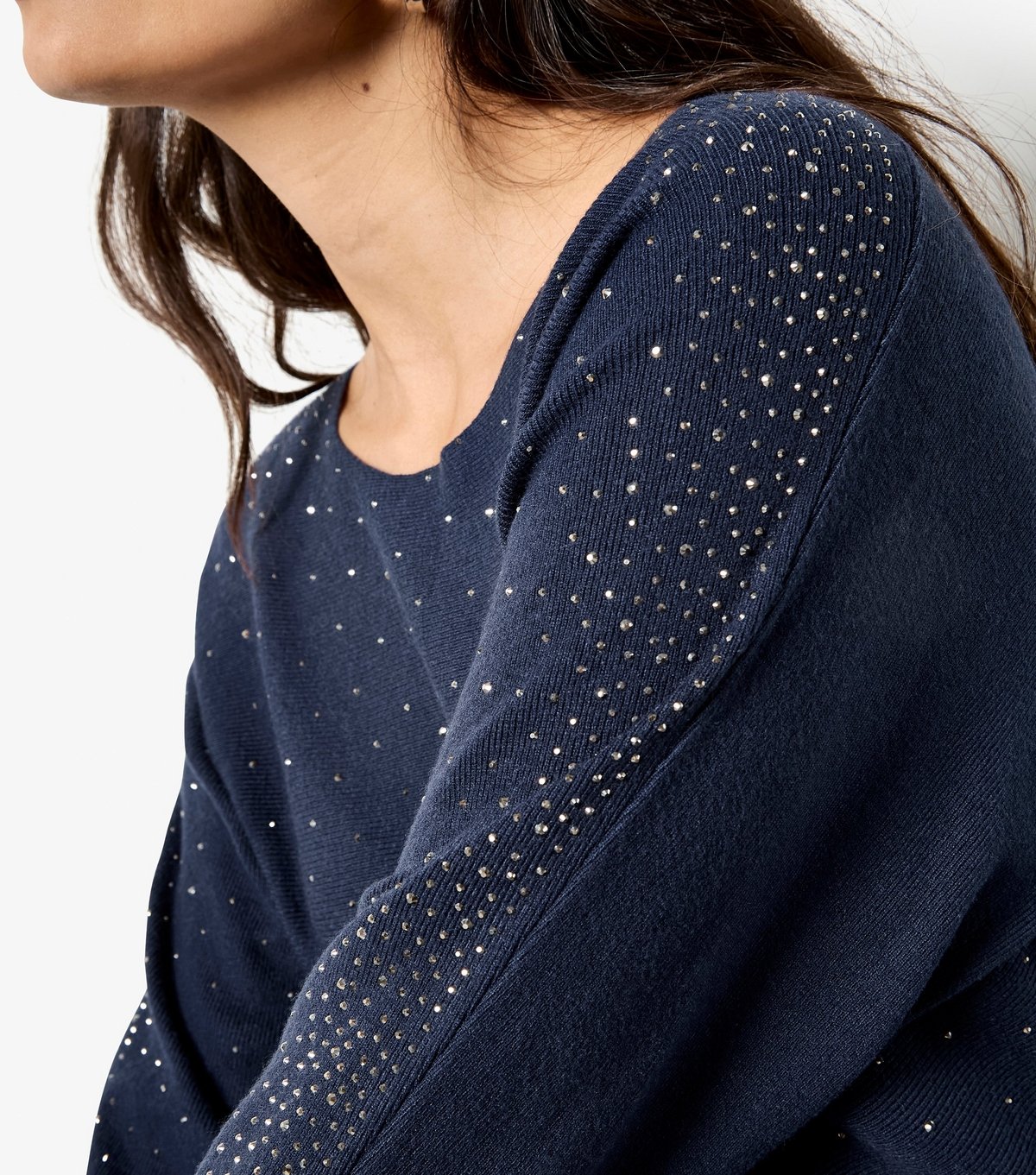 Apricot Women's Navy Stud Ribbed Batwing Jumper Apricot New Look - 4