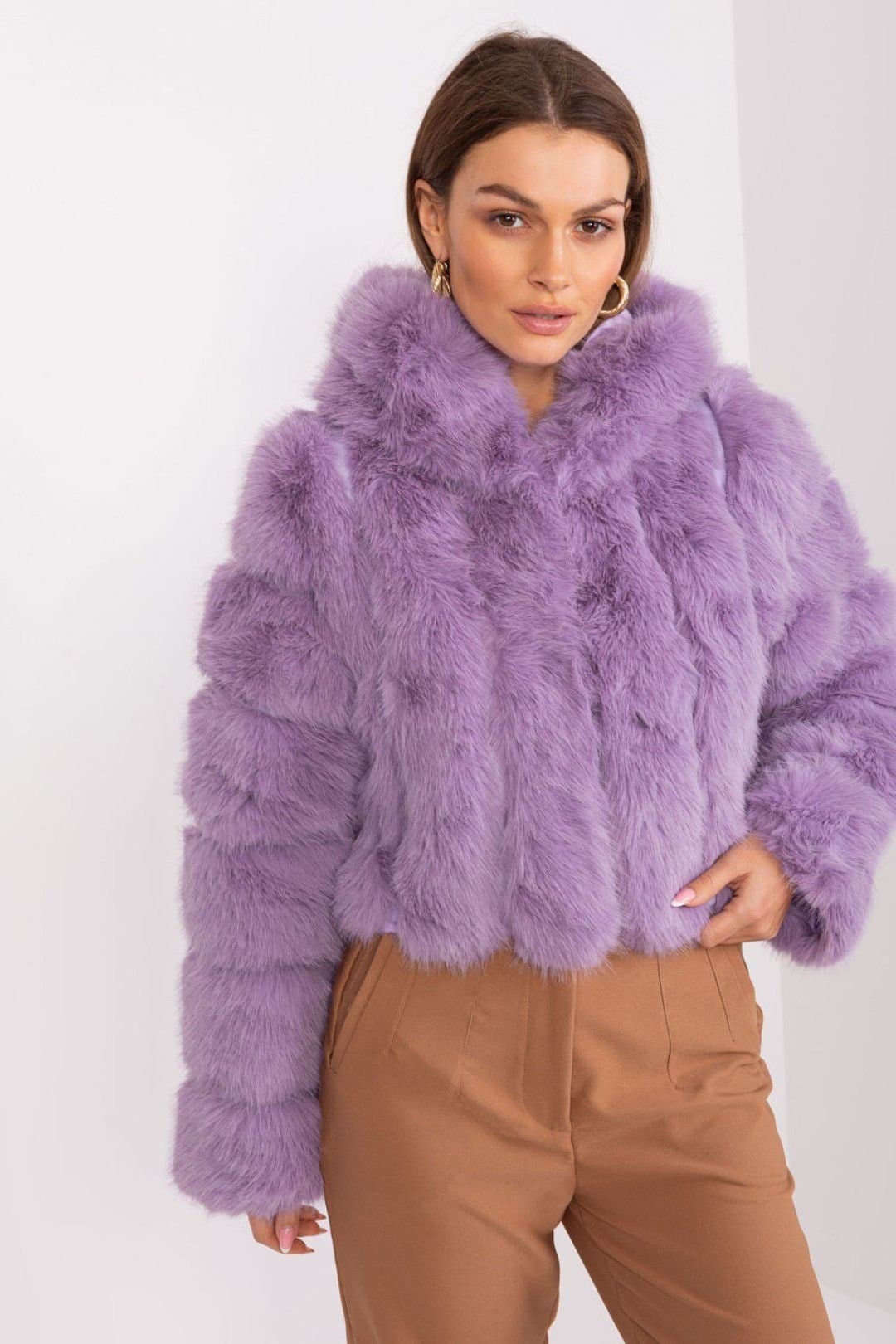 Love Lace Love Lace Violet Faux Fur Hooded Jacket with Velcro