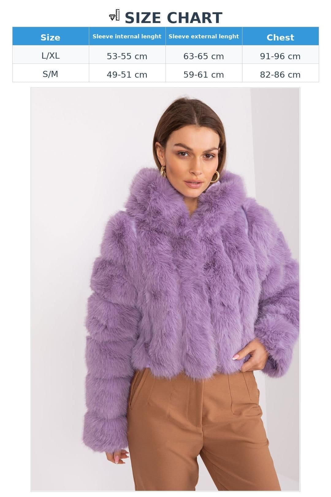 Love Lace Love Lace Women's Fur Hood Short Transitional Jacket with Velcro in Violet - 4