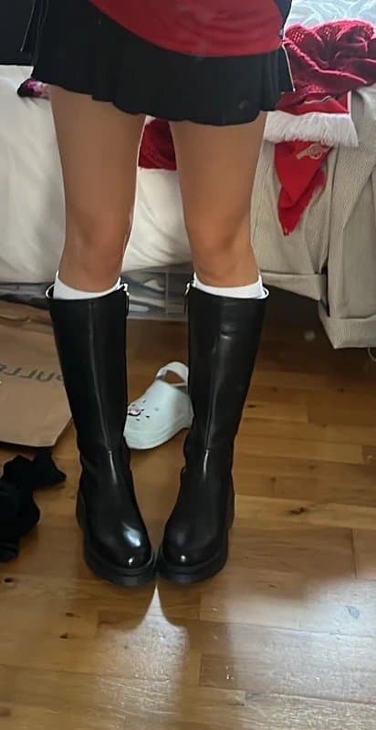ASOS black leather knee high boots