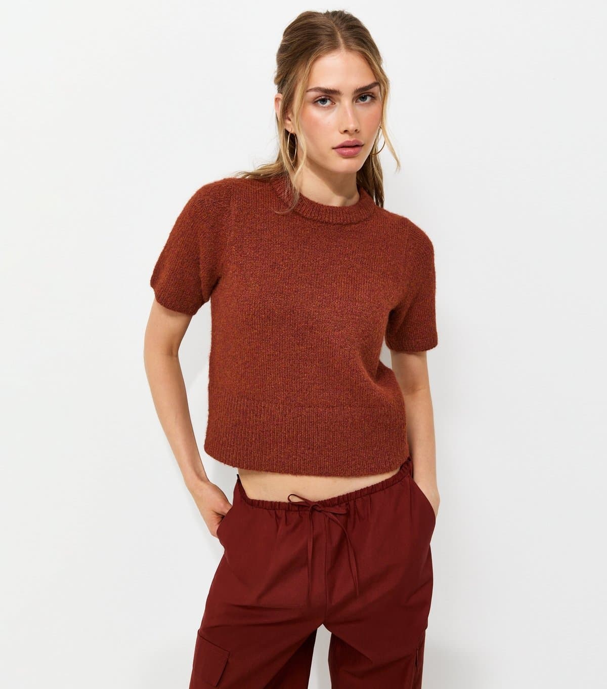 New Look Women's Rust Brushed Knit T-Shirt New Look