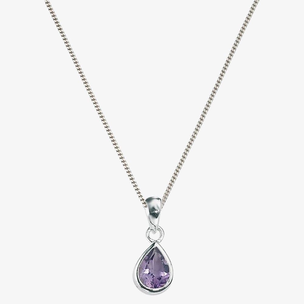 T.H.Baker T.H.Baker Silver Amethyst Teardrop Necklace