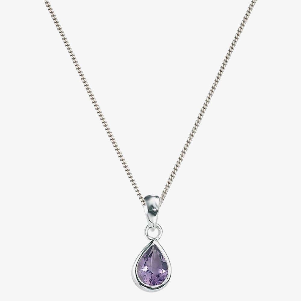 T.H.Baker T.H.Baker Women's Sterling Silver Amethyst Teardrop Necklace P2429M N2326 - 1
