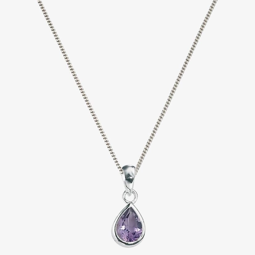 T.H.Baker T.H.Baker Women's Sterling Silver Amethyst Teardrop Necklace P2429M N2326 - 1