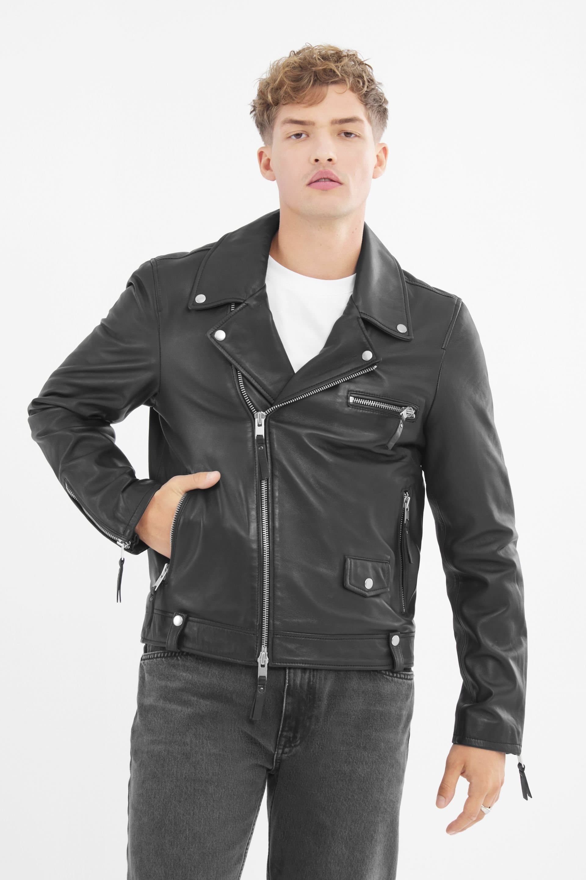 Bolongaro Trevor Bolongaro Trevor Men's Real Leather Louis Biker Jacket in Black