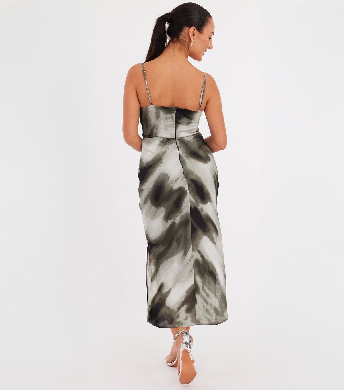 Quiz Women's Petite Khaki Marble Midaxi Dress Quiz New Look - 3