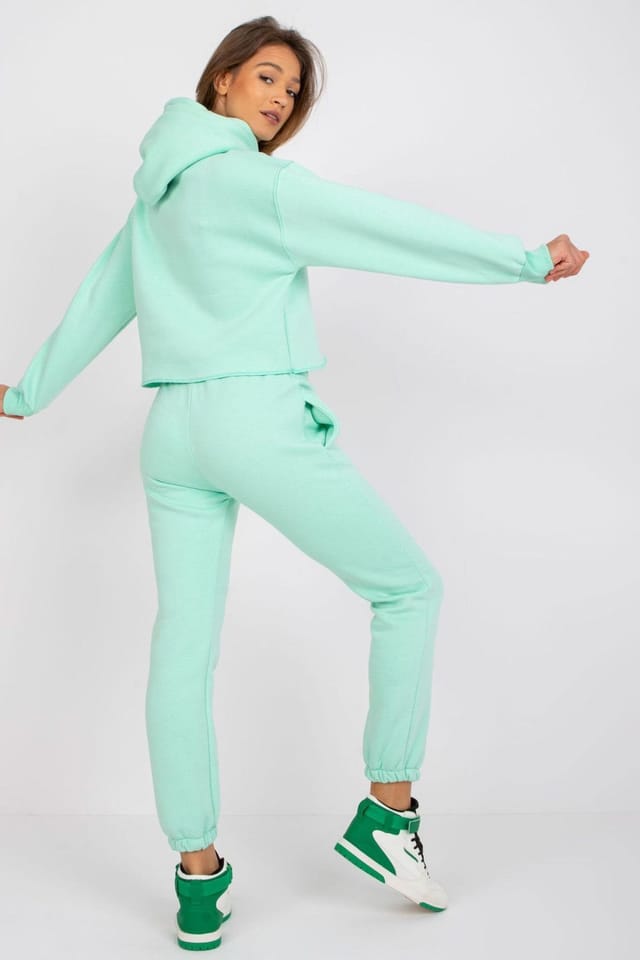 Love Lace Love Lace Women's Cotton Casual Tracksuit Set Hoodie Sweatshirt Pants in Green - 2
