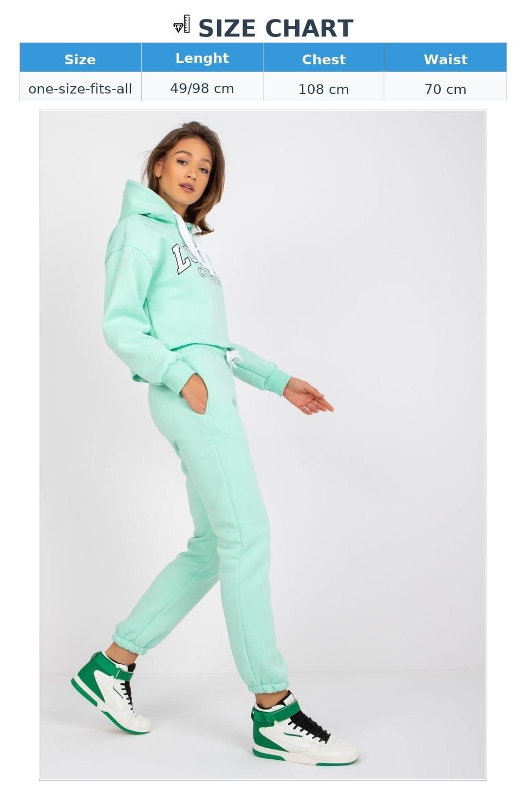 Love Lace Love Lace Women's Cotton Casual Tracksuit Set Hoodie Sweatshirt Pants in Green - 4