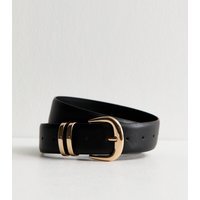 New Look Black Faux Leather Buckled Belt New Look - 3