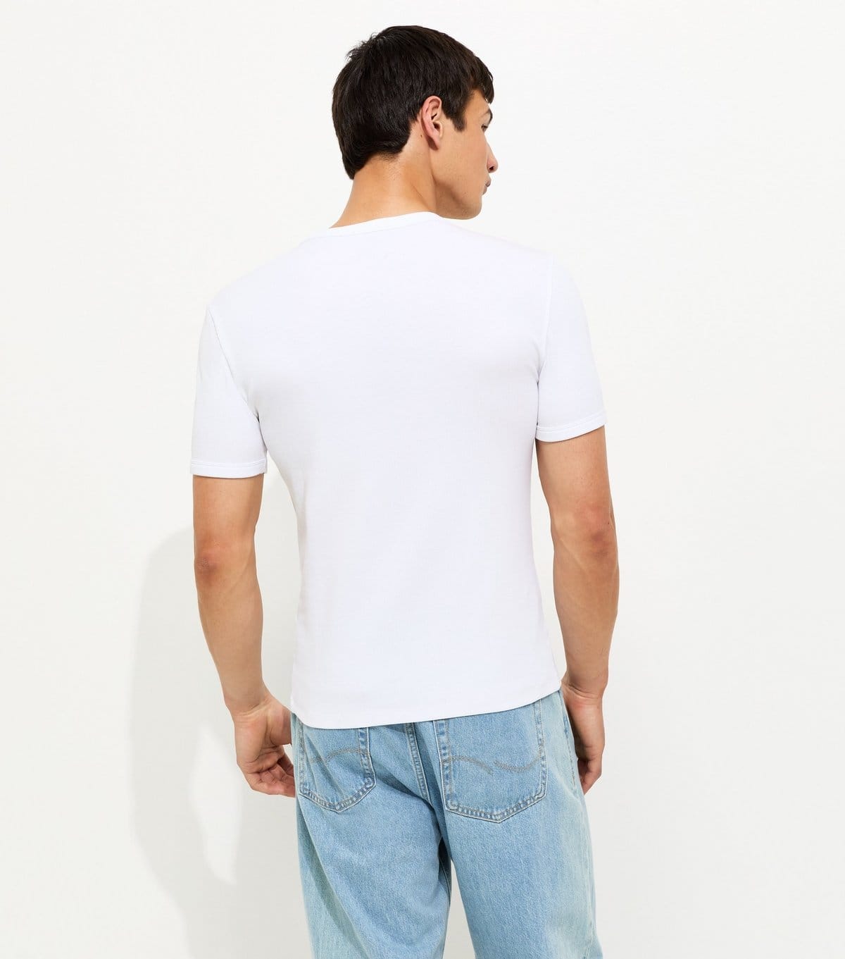 New Look Men's White Muscle Fit Ribbed Jersey T-Shirt New Look - 4