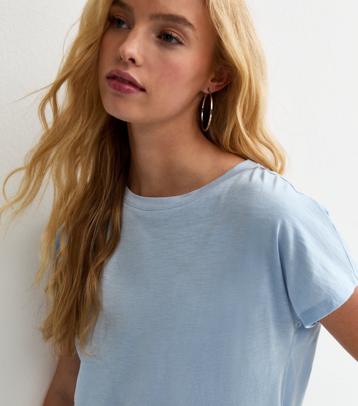 New Look Women's Light Blue Grown On Sleeve T-Shirt New Look - 2