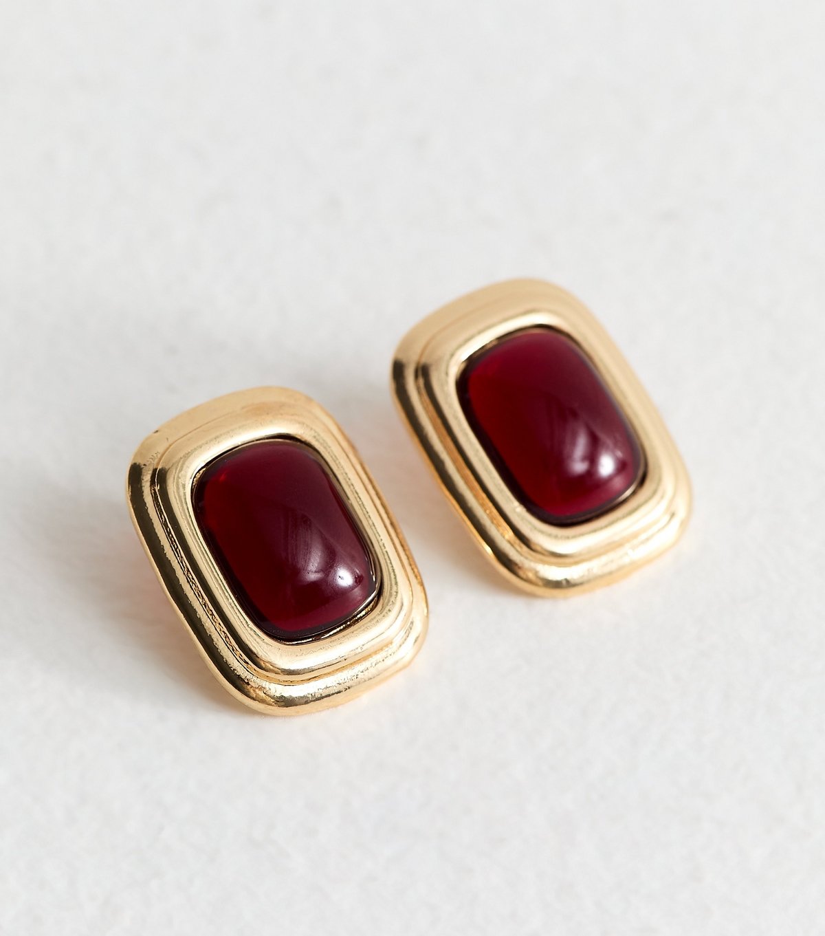 New Look Gold Tone Contrast Stone Rectangular Earrings New Look - 3
