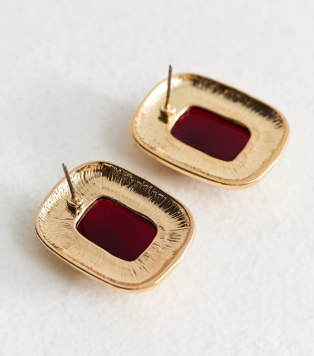 New Look Gold Tone Contrast Stone Rectangular Earrings New Look - 4