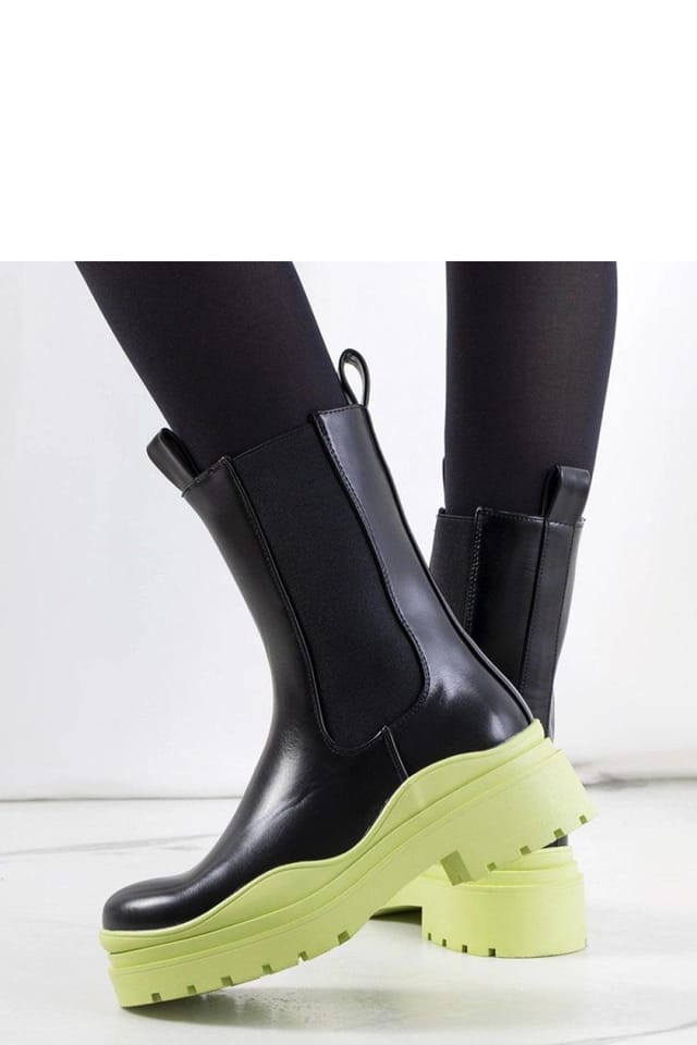 Love Lace Love Lace Women's Nester Slip On Ankle Boots with Wavy Green Sole Autumn Winter in Black - 3