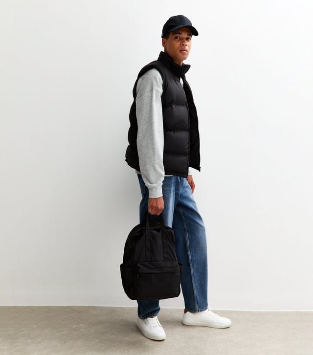 New Look Men's Black Regular Fit Sleeveless Heatseal Puffer Gilet New Look - 2