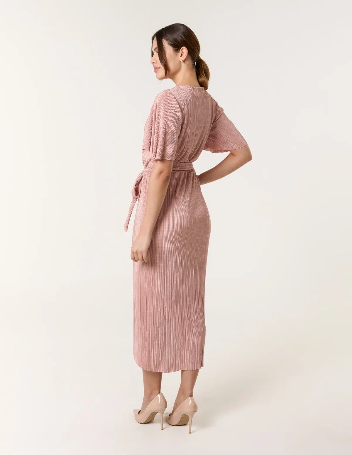 Blue Vanilla Plisse Wrap Over Midi Dress - 4