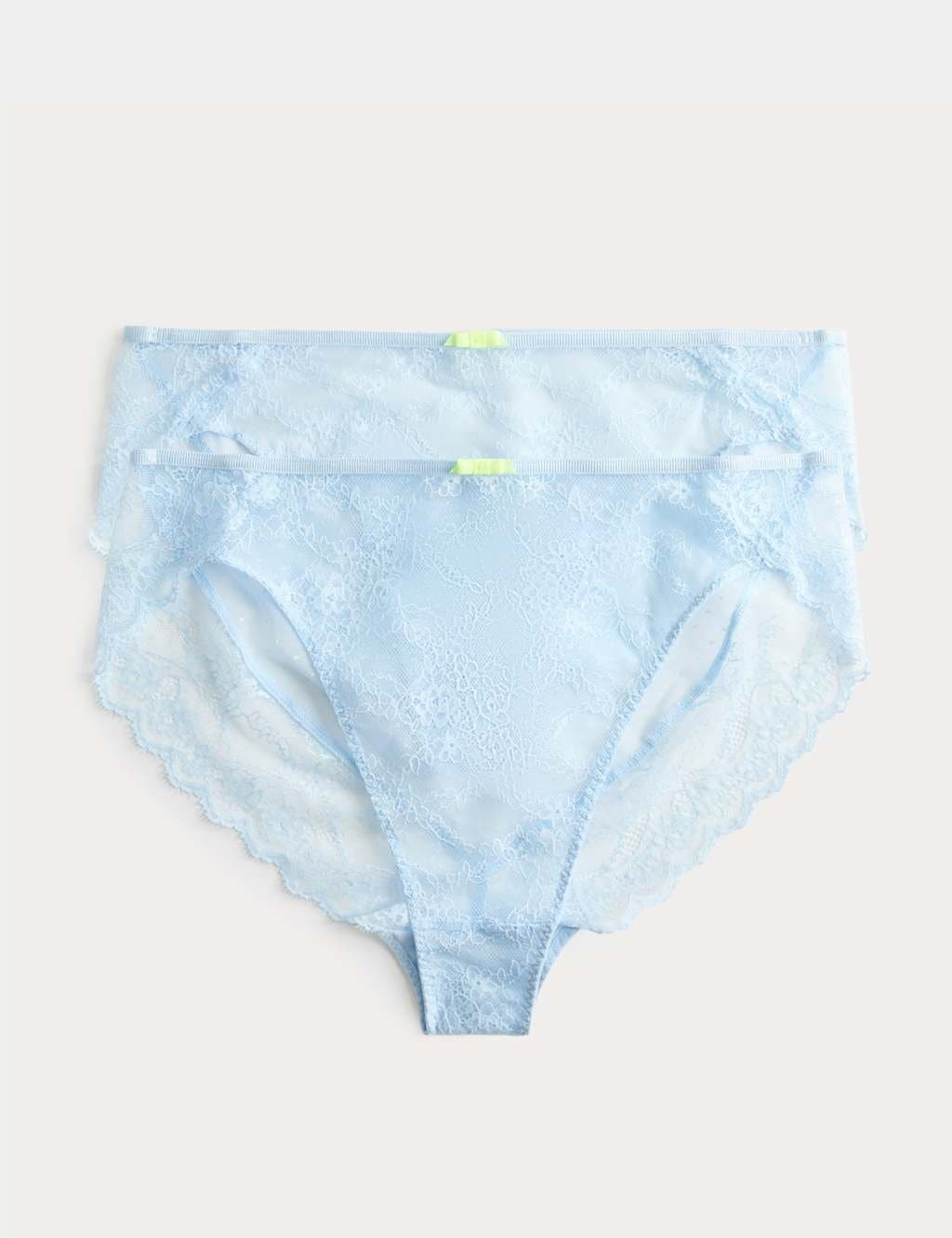Marks & Spencer M&S 2 Pack Ida Lace High Waisted High Leg Knickers Blue Tint