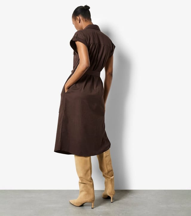 Apricot Women's Brown Collared Midi Dress Apricot New Look - 2