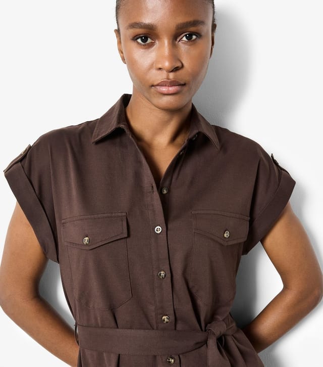 Apricot Women's Brown Collared Midi Dress Apricot New Look - 3