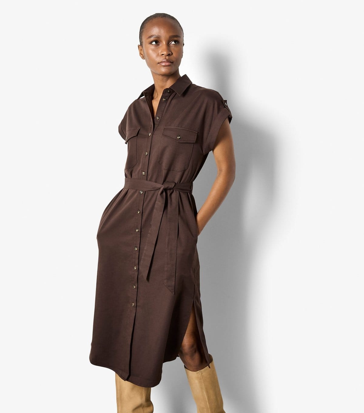 Apricot Women's Brown Collared Midi Dress Apricot New Look - 4