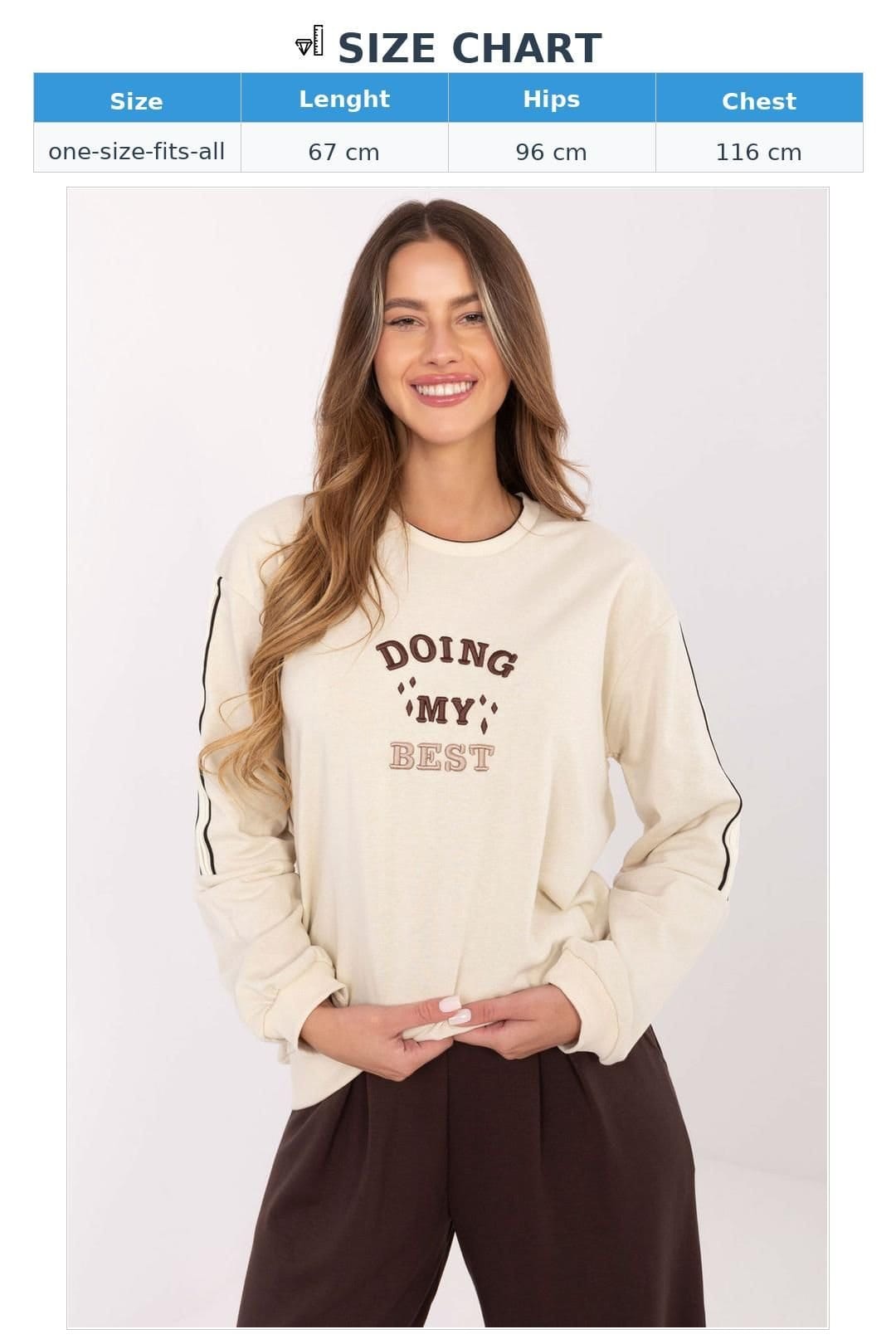 Love Lace Love Lace Women's Embroidered Oversize Cotton Blend Sweatshirt in Beige - 4