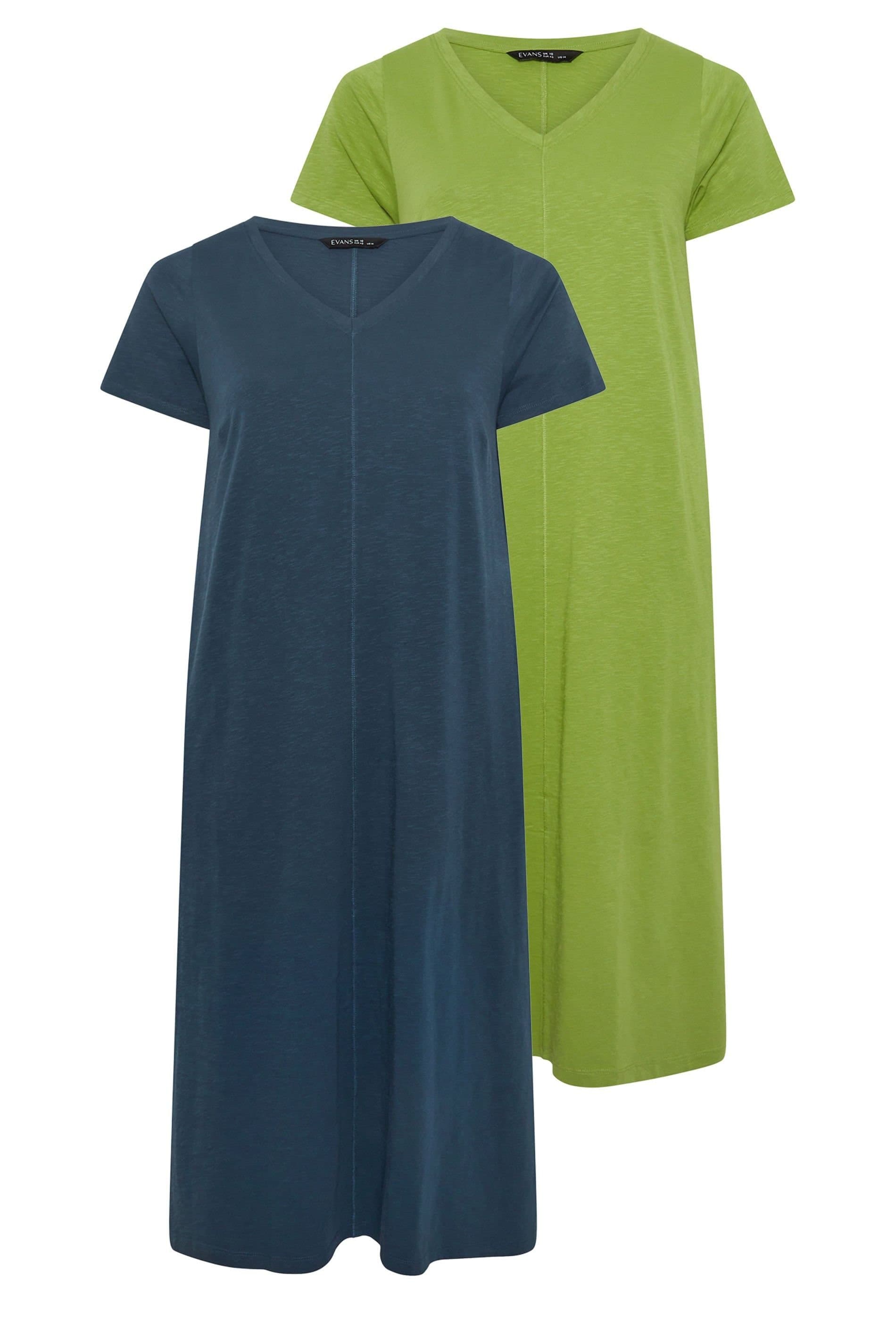 Evans Evans Women's 2 Pack Cotton Midi Dresses