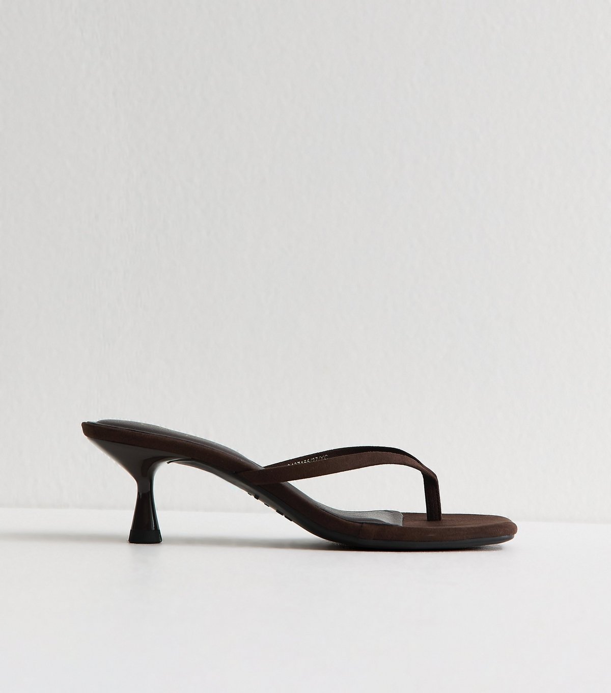 New Look Women's Dark Brown Faux Suede Toe Post Mule Sandals Vegan New Look - 3