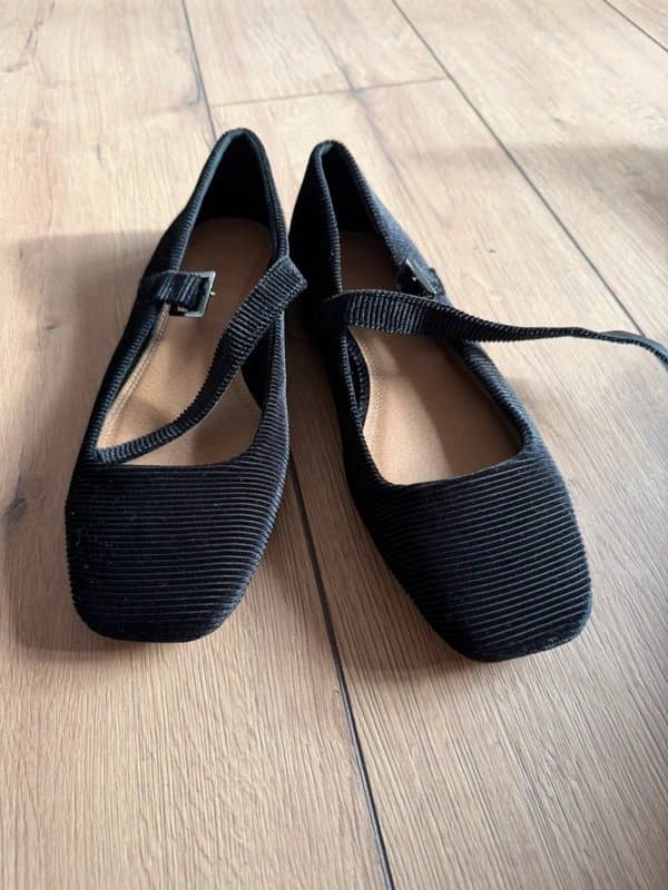 ASOS Mary Janes Black Ribbed Velvet Shoes