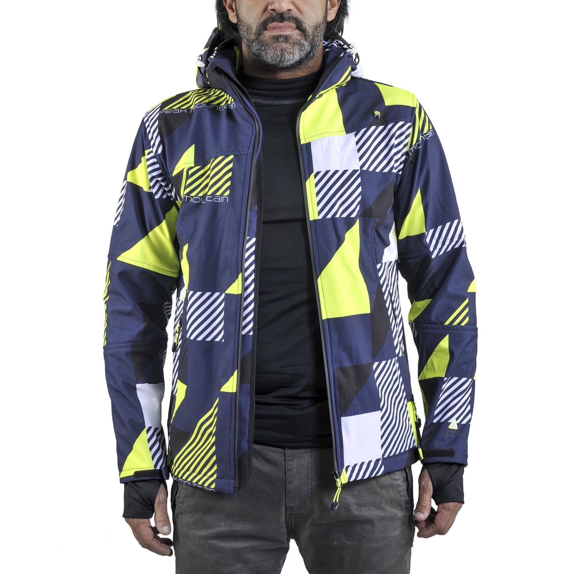 Peak Mountain Peak Mountain Men's Printed Softshell Jacket Cover in Blue