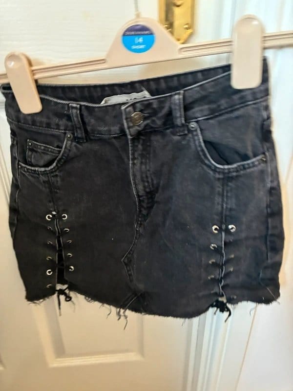 ASOS Black Denim Lace-Up Mini Skirt
