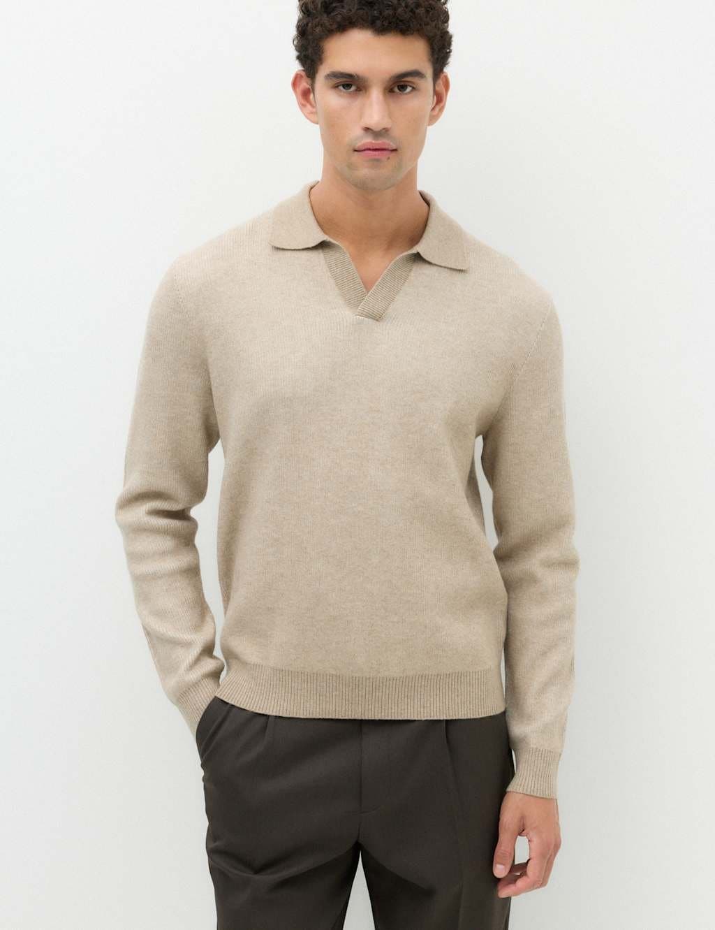 Marks & Spencer M&S Air Yarn Plaited Open Neck Jumper Neutral
