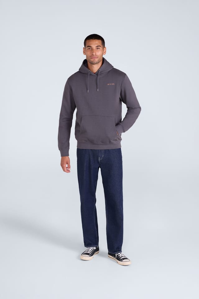 Animal Animal Men's 'Nick' Heavyweight Kangaroo Pocket Elastic Hem Cotton Snug Fit Hoodie in Dark Grey - 2