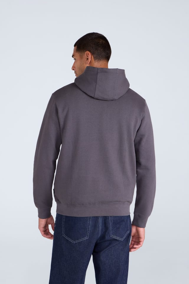 Animal Animal Men's 'Nick' Heavyweight Kangaroo Pocket Elastic Hem Cotton Snug Fit Hoodie in Dark Grey - 3