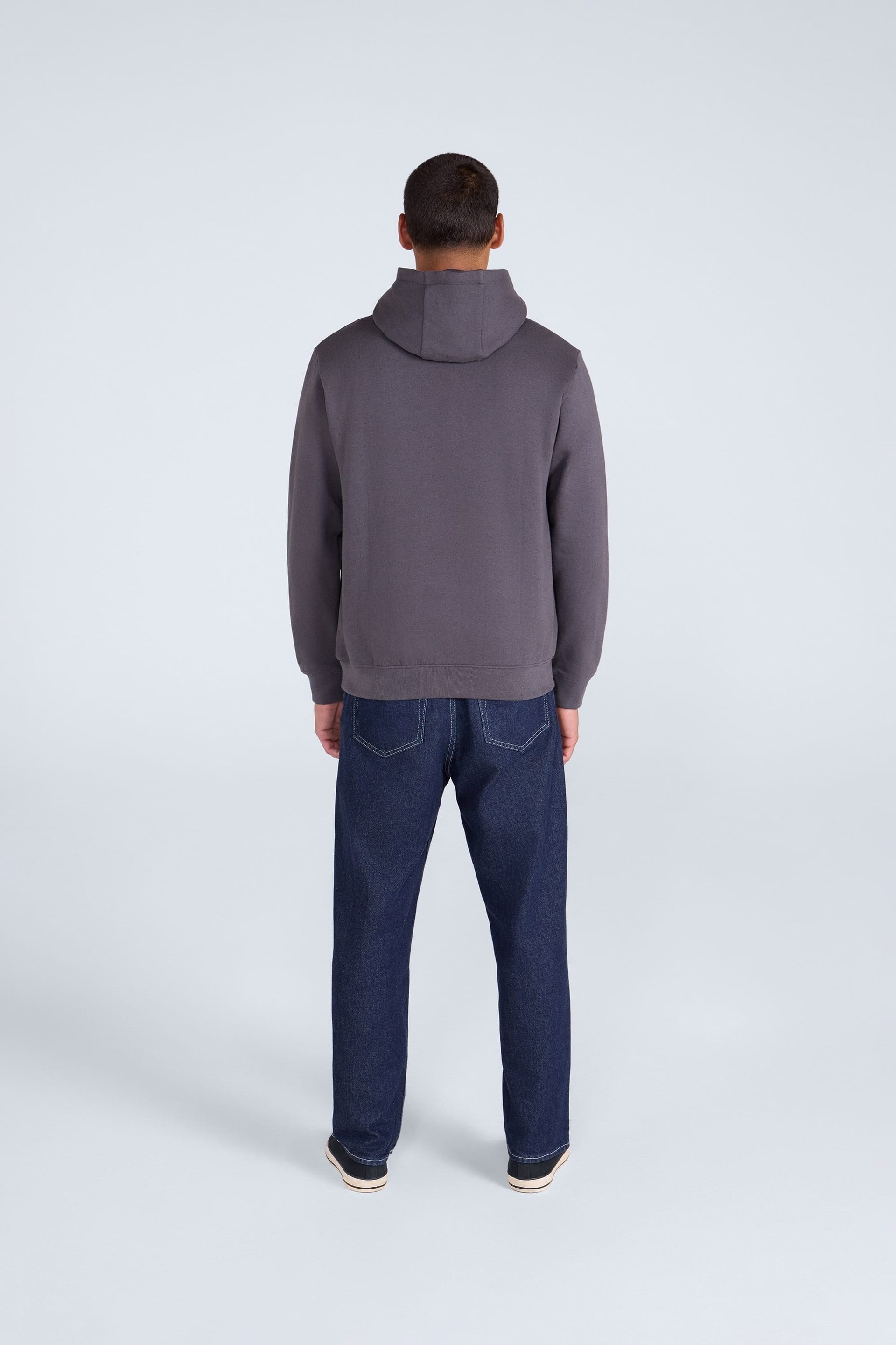 Animal Animal Men's 'Nick' Heavyweight Kangaroo Pocket Elastic Hem Cotton Snug Fit Hoodie in Dark Grey - 4