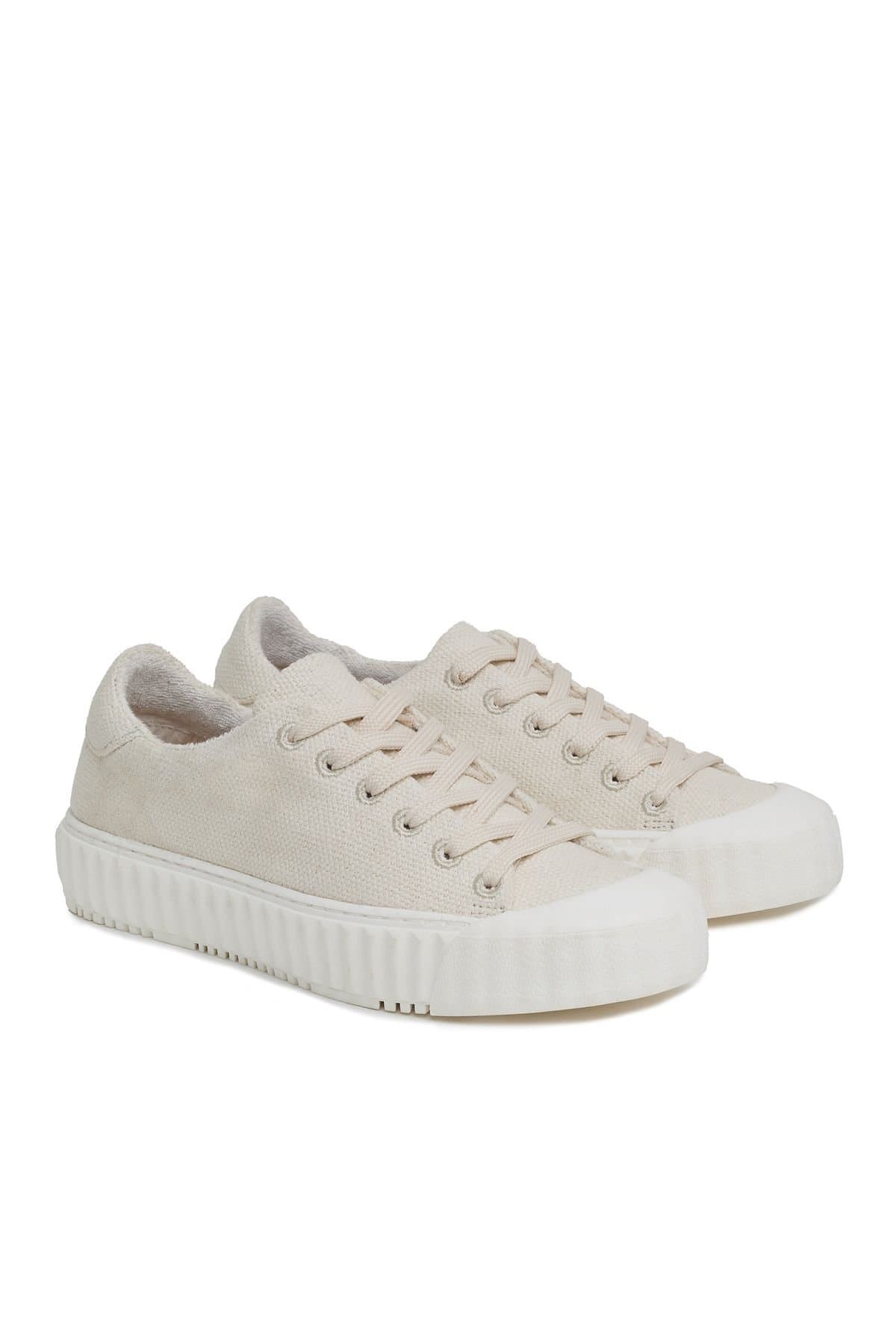 Celtic & Co Celtic & Co Cream Linen Low Top Sneakers