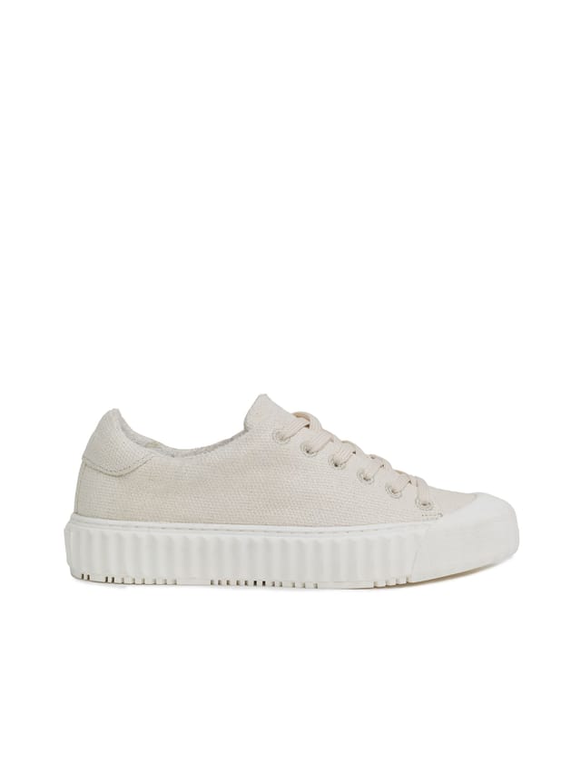 Celtic & Co Celtic & Co Women's Lace Up Recyc Canvas Low Top Sneakers in Cream - 2