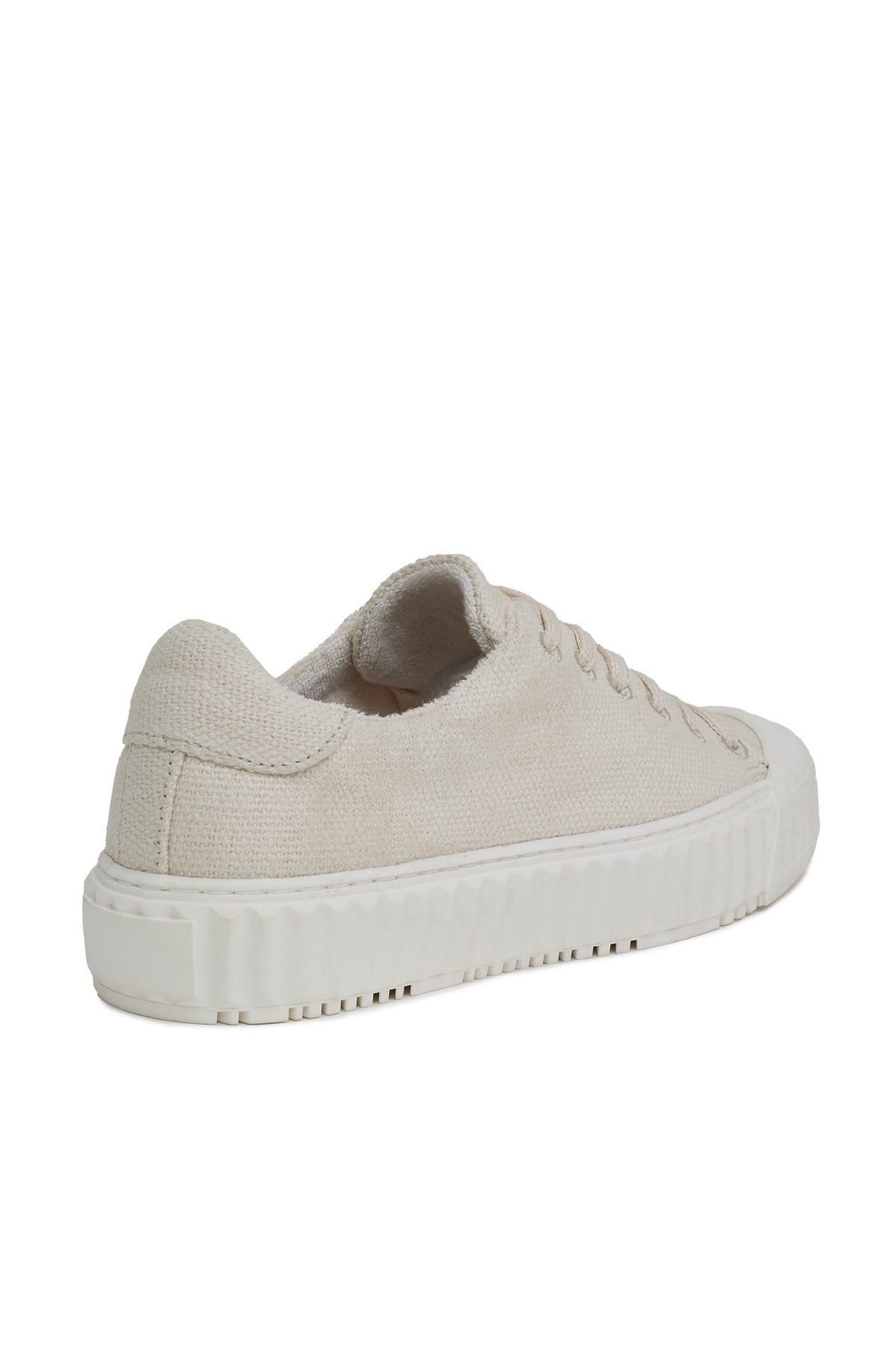 Celtic & Co Celtic & Co Women's Lace Up Recyc Canvas Low Top Sneakers in Cream - 4