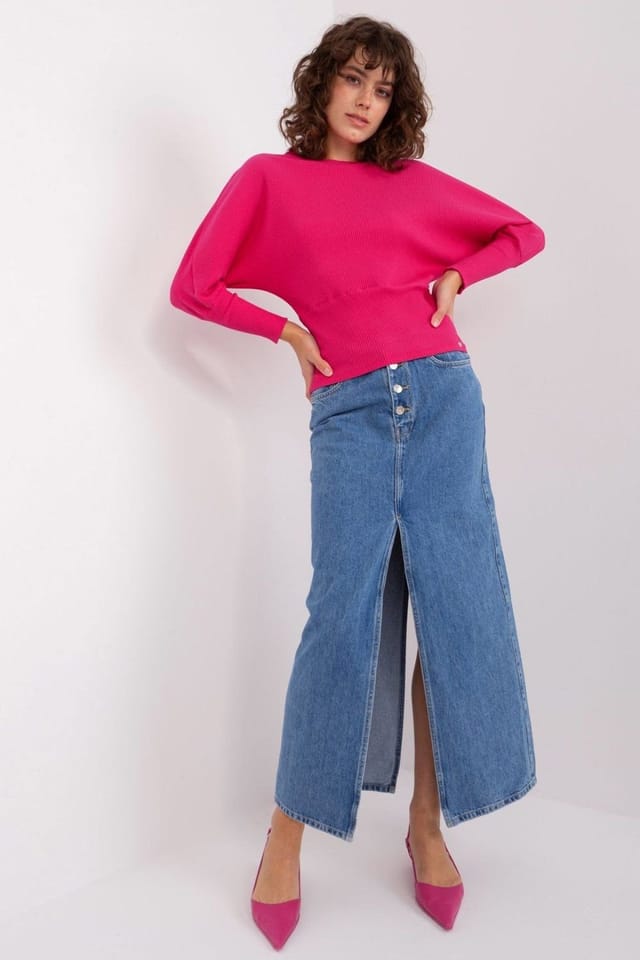 Love Lace Love Lace Women's Batwing Cut Cotton Blouse with Ribbed Cuffs in Pink - 2