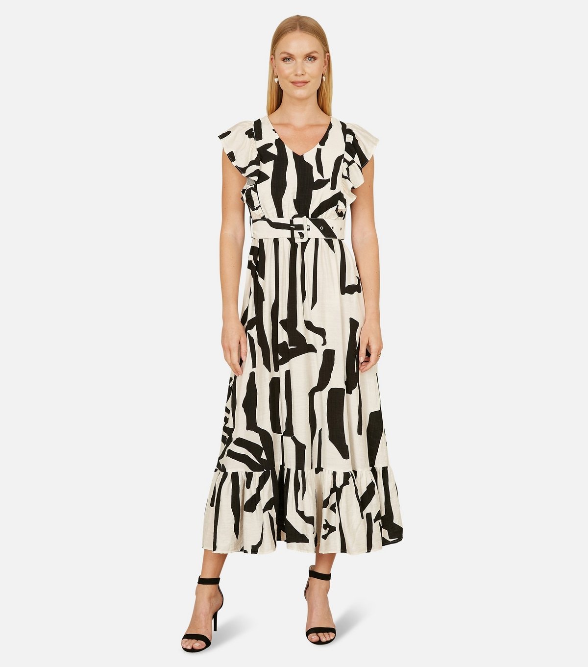 Yumi Women's Black Abstract Print Midi Dress Yumi New Look - 2