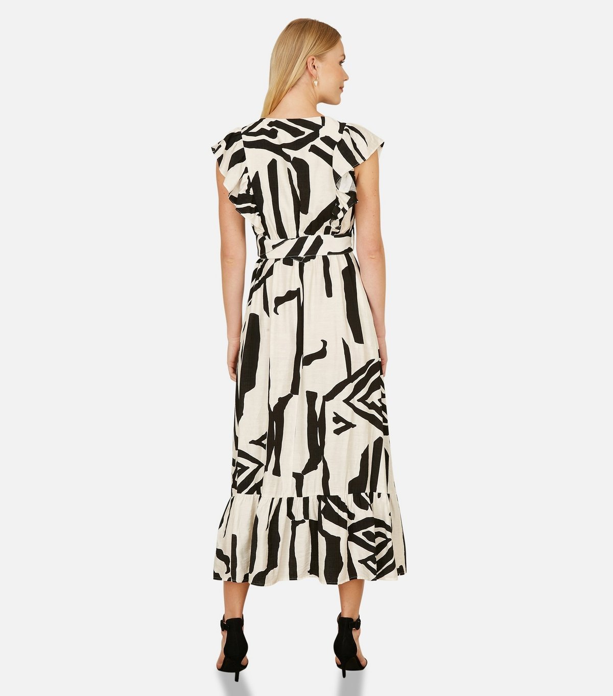 Yumi Women's Black Abstract Print Midi Dress Yumi New Look - 4