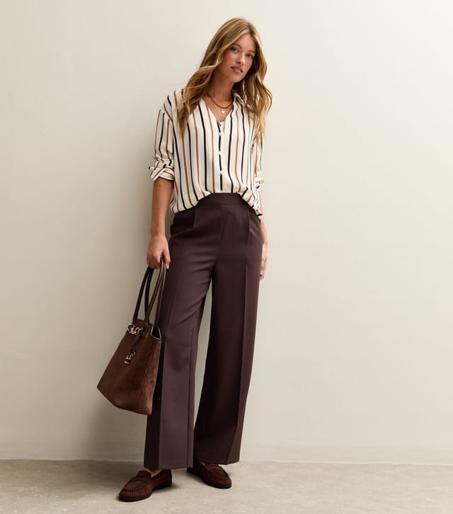 New Look Women's Brown Pull On Wide Leg Trousers New Look - 2