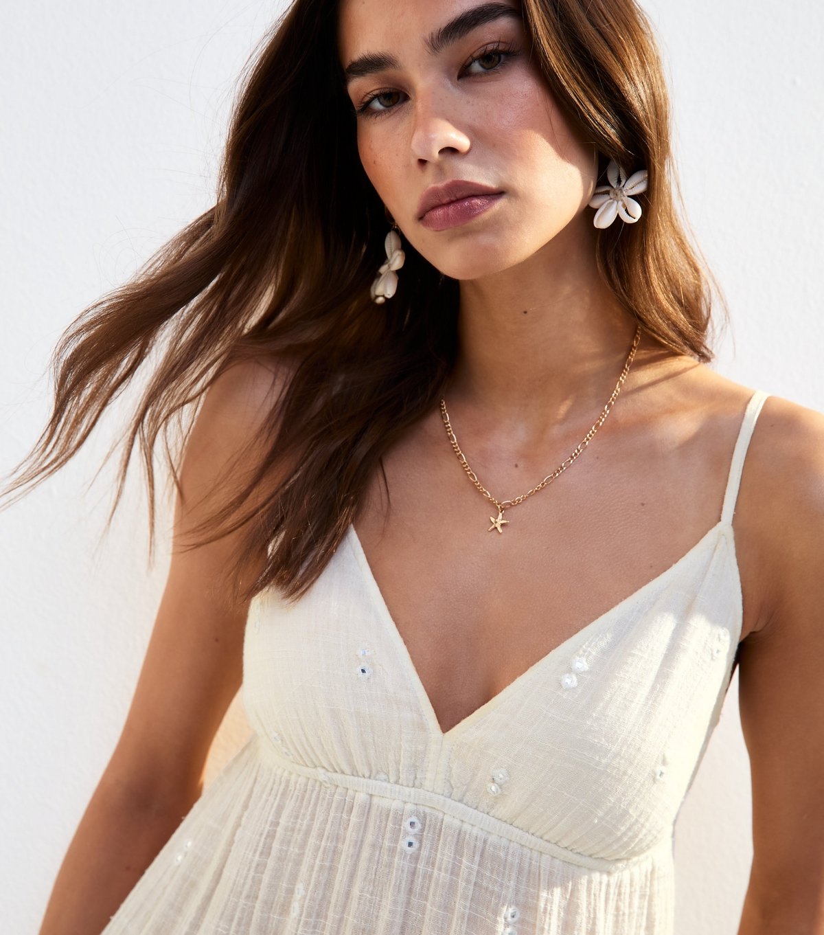 New Look Women's Cream Mirror Detail Beach Maxi Dress New Look - 2