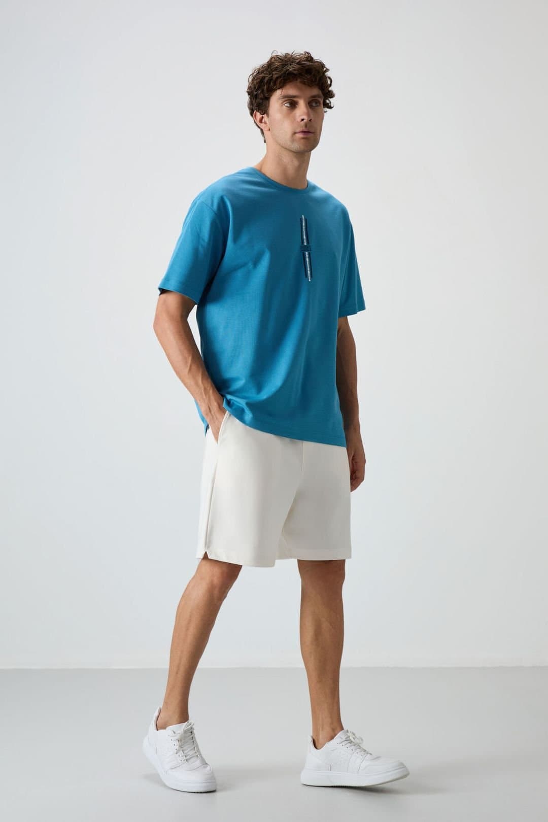 Tommy Life Tommy Life Men's Cotton-polyester Sweat Shorts in Off-White