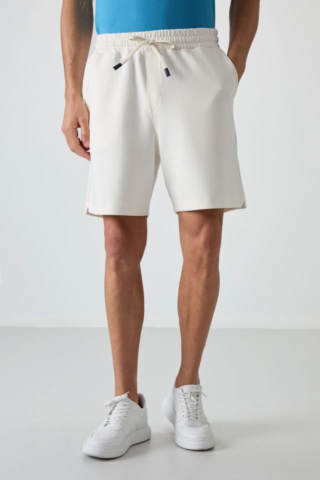 Tommy Life Tommy Life Men's Cotton-polyester Sweat Shorts in Off-White - 2