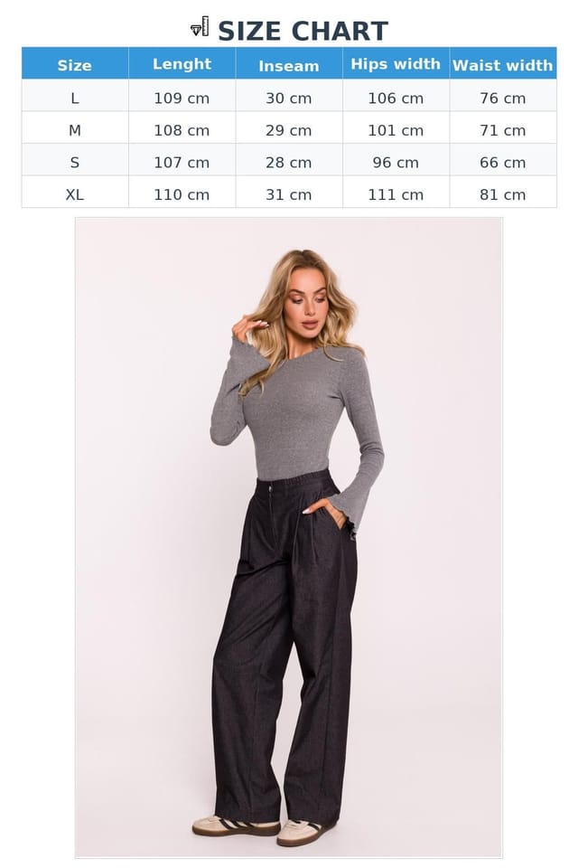 Love Lace Love Lace Women's Cotton Wide Leg Trousers Elastic Waist in Grey - 3