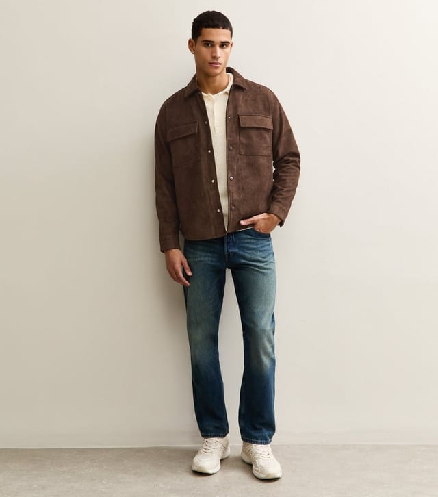 Only and Sons Men's Brown Faux Suede Shacket Only and Sons New Look - 3