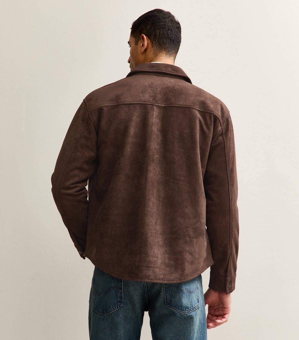 Only and Sons Men's Brown Faux Suede Shacket Only and Sons New Look - 4