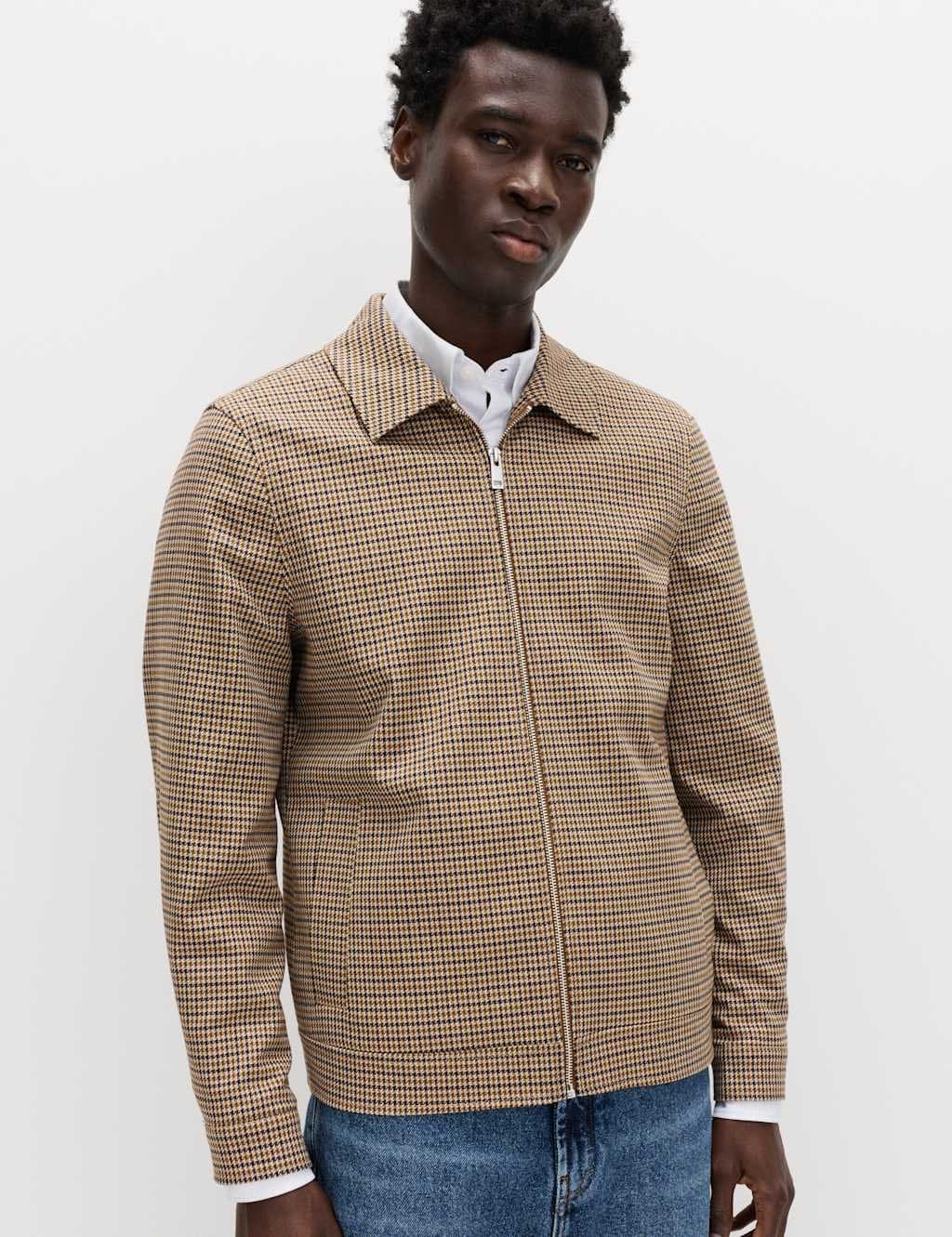 Marks & Spencer M&S Checked Harrington Jacket Multi/Neutral