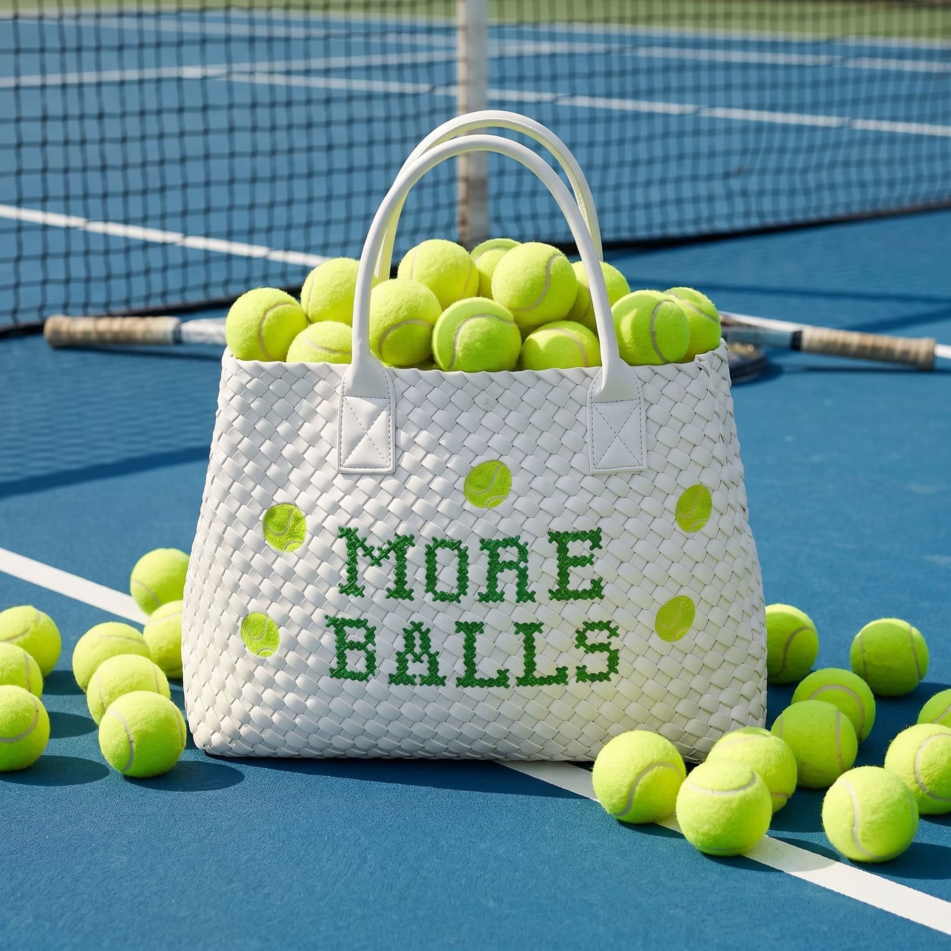 Lilly Loves Lilly Loves White Woven Tennis Handbag